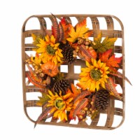 Glitzhome Bamboo Tobacco Basket with Sunflower Wreath