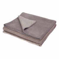 Glitzhome Knitted Polyester Feather Yarn Tricolor Throw Blanket