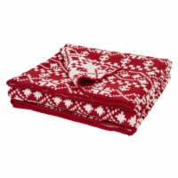 Glitzhome Knitted Snowflake Polyester Throw Blanket - Red/White