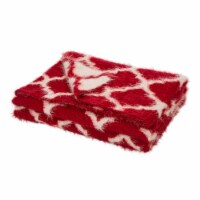 Glitzhome Reversible Knitted Nylon Eyelash Yarn Throw Blanket - Red/White