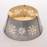 Glitzhome 21.65 Inch Diameter Snowflake Diecut Metal Tree Collar with Light String