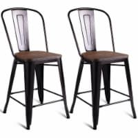 Costway 2 PC Metal Wood Counter Stool Kitchen Dining Bar Chairs