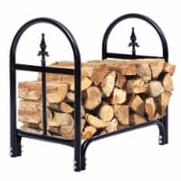 Costway 2 Feet Outdoor Heavy Duty Steel Firewood Log Rack Wood Storage Holder Black
