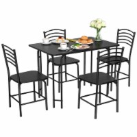 5 Pcs Modern Dining Table Set 4 Chairs Steel Frame Home Kitchen Furniture Black
