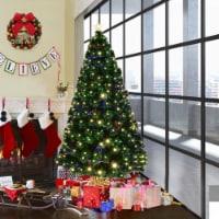 Costway 5'/6'/7'Pre-Lit Fiber Optic Christmas Tree 180/230/280 Lights Top Star 6Ft,:230 tips