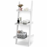 Costway 3 Tier Leaning Wall Ladder Book Shelf Bookcase Storage Rack Display Flower shelf