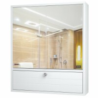 Costway Bathroom Cabinet Medicine Cabinet Double Mirror Door Wall Mount Storage Wood Shelf