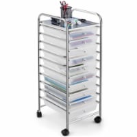 Costway 10 Drawer Rolling Storage Cart Scrapbook Paper Office School Organizer Clear