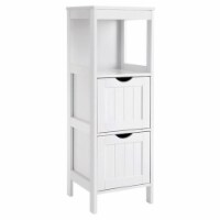 VASAGLE 2 Drawer Multifunctional Bathroom Storage Cabinet Organizer Tower, White