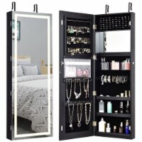Costway Door Wall Mount Touch Screen LED Light Mirrored Jewelry Cabinet Storage