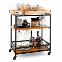 Costway 3 Tier Rolling Kitchen Trolley Island Cart Serving Dining Storage Shelf Utility Black