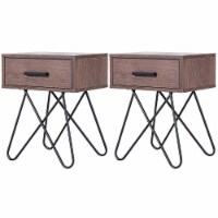 Gymax 2PC Nightstand Side End Coffee Table Storage Display Steel Hairpin Legs With Drawer