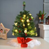 Gymax 24'' Pre-Lit PVC Christmas Tree Battery Operated Tabletop LED Lights Holiday Decor