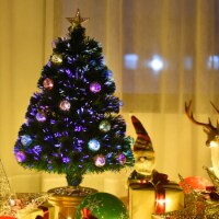 3Ft Pre-Lit PVC Christmas Tree Fiber Optical Firework Holiday Decor