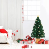 4Ft Pre-Lit PVC Christmas Tree Fiber Optical Firework Holiday Decor