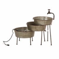 Glitzhome Metal Electrical Fountain, 3 Tier Galvanized Basin
