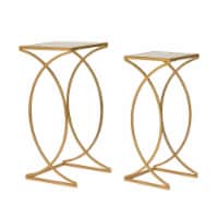 Glitzhome Nesting End Tables, Gold Glass Top Metal Frame for Indoor & Outdoor Perspective: Main
