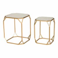 Glitzhome Nesting End Tables, Gold Glass Top Metal Frame for Indoor & Outdoor Perspective: Main
