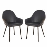 Glitzhome Faux Leather Dining Chair with Arms and Metal Legs Set of Two Upholstered Chair