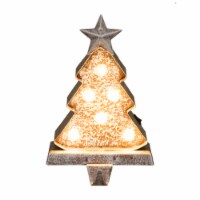 Glitzhome 7.50 Inch Tall Marquee Wooden/Metal Christmas Tree Stocking Holder