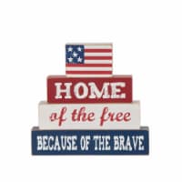 Glitzhome Patriotic Americana Wooden Block Free-Standing Table Decor