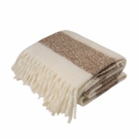 Glitzhome Jacquard Woven Caramel Striped Throw