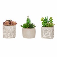 Glitzhome Modern Succulent Plants in Cement Pots Set