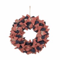 Glitzhome Fabric Patriotic Stripes & Stars Wreath