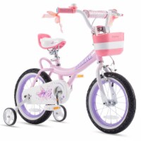 RoyalBaby Jenny Princess 14 Kids Bike w/Training Wheels, Basket & Bell, Pink EL