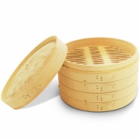 Noa Store 10 Inch Bamboo Steamer Basket | 2 Tier Natural Bamboo Dumpling Steamer