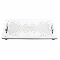 A&M Judaica 43446 Glass Challah Tray with Legs & Handles Stones - 2.3 x 15.75 x 11.8 in.