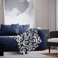 Ammar Throw-Luxuriously Soft-Ikat Diamond Design-Fluffy Cozy Texture black