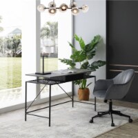 Brea Desk-1 Storage Drawer-2 Storage Shelves-Steel Tube legs grey/black