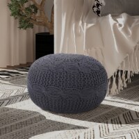 Ines Bean Bag-Hand Knitted-Foam Beads Filling-Tear Resistant dark grey