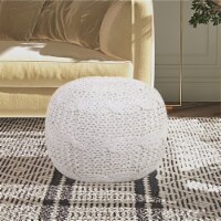 Ines Bean Bag-Hand Knitted-Foam Beads Filling-Tear Resistant white