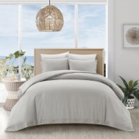 Isela Duvet Set -Decorative Button Closure , Soft and Cozy light gray full/queen