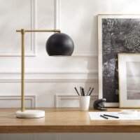 Aariz Table Lamp - 5ft Power Cord, Marble Stone Base , Sturdy Metal Frame , In-line Switch
