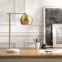 Aariz Table Lamp - 5ft Power Cord, Marble Stone Base , Sturdy Metal Frame , In-line Switch