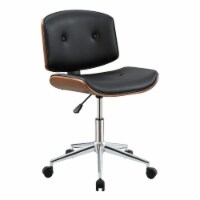 Leatherette Office Chair in Black and Walnut Finish