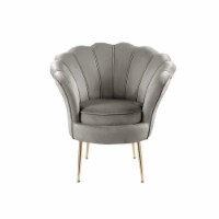 Velvet Scalloped Back Barrel Accent Chair with Metal Legs in Gray