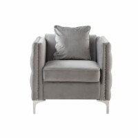 Velvet Chair with 1 Pillow in Gray