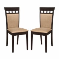 Set of 2 Upholstered Back Side Chairs Cappuccino and Tan