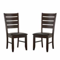 Set of 2 Slat Back Side Chairs in Cappuccino and Black