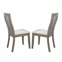 Set of 2 Dining Side Chairs with Upholstered Seat in Coastal Grey