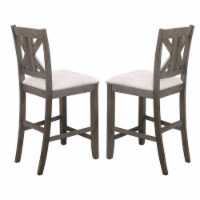 Set of 2 Counter Height Dining Chairs in Light Khaki and Barn Grey