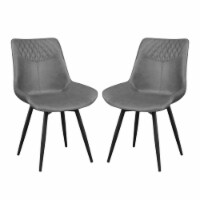 Set of 2 Dining Side Chairs in Grey and Black Finish