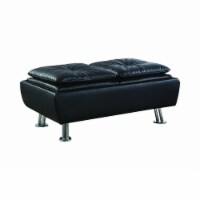 Leatherette Storage Ottoman with Reversible Trays, Black