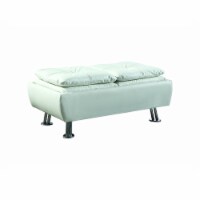 Leatherette Storage Ottoman with Reversible Trays, White