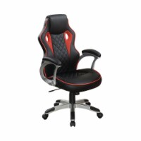 Upholstered High Back Office Chair, Black and Red