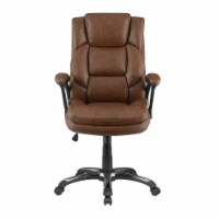 Adjustable Height Office Chair With Padded Arm, Brown And Black